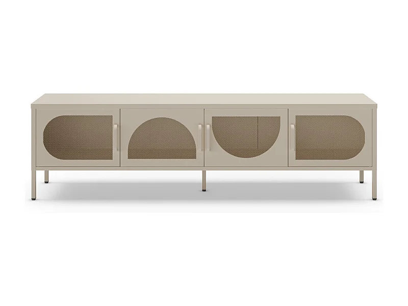 Zio - Meuble TV 4 portes en métal L180cm - Beige