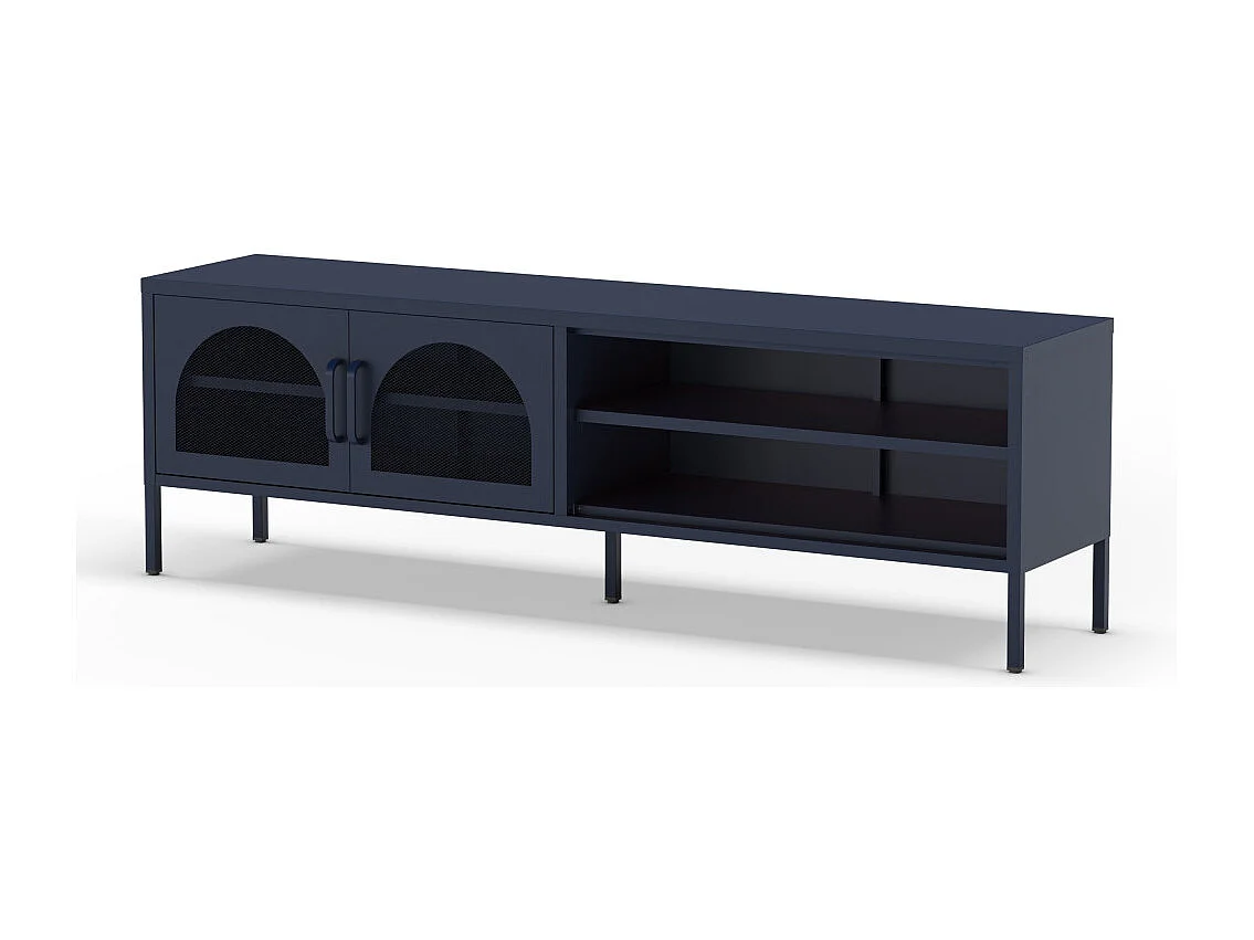 Zio - Meuble TV 2 portes en métal L160cm - Bleu nuit