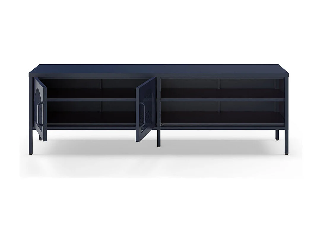 Zio - Meuble TV 2 portes en métal L160cm - Bleu nuit