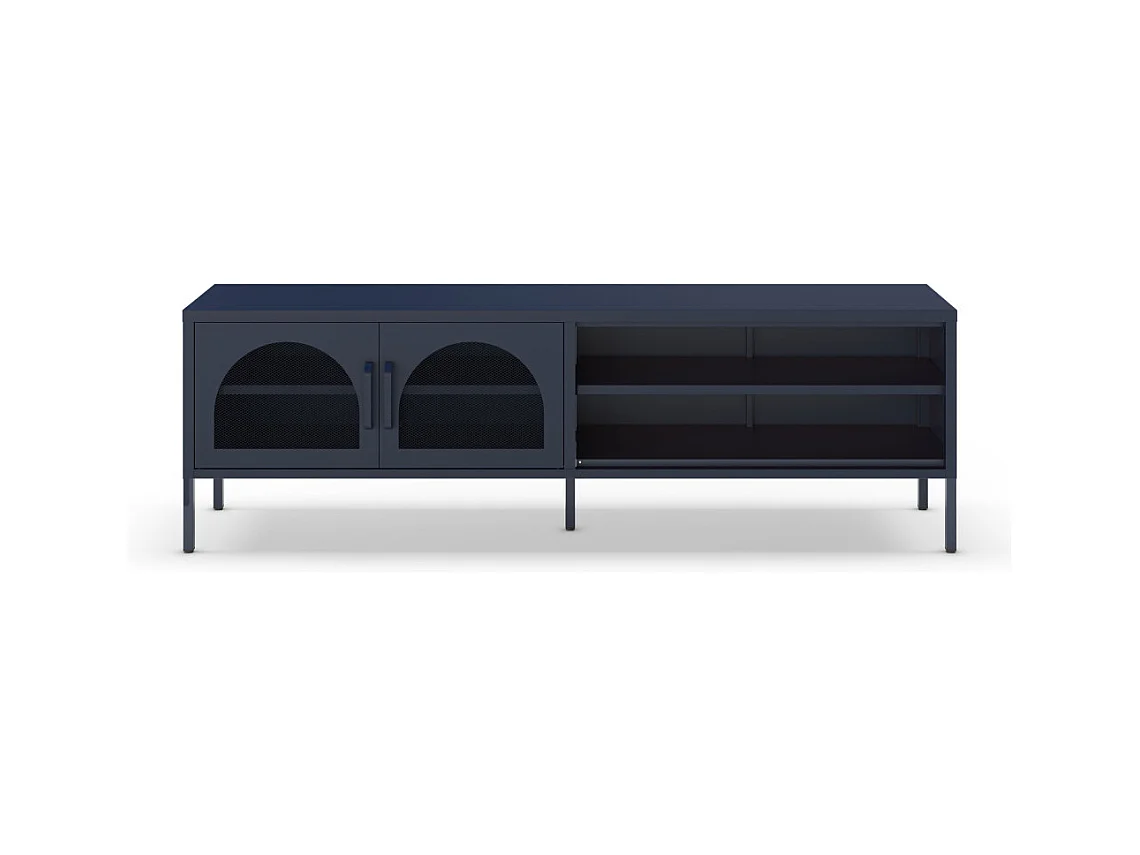 Zio - Meuble TV 2 portes en métal L160cm - Bleu nuit