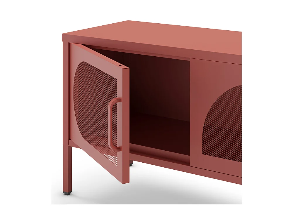 Zio - Meuble TV 4 portes en métal L180cm - Terracotta