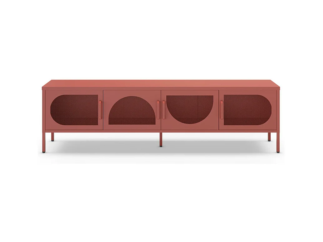 Porta TV in metallo Tayra con 4 ante reticolate terracotta 180x35x50H – Stile moderno e anima industrial