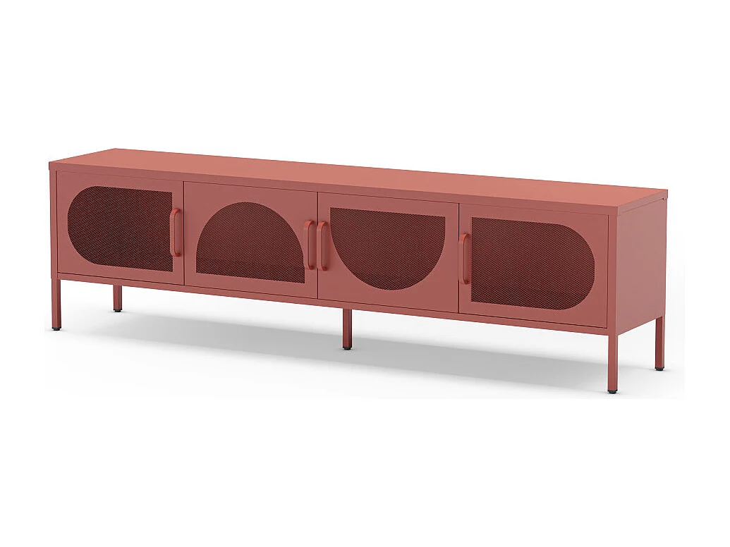 Zio - Meuble TV 4 portes en métal L180cm - Terracotta