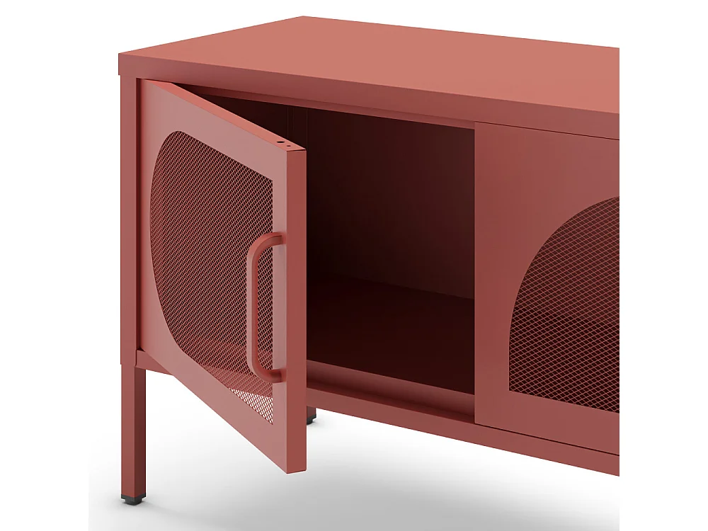 Zio - Meuble TV 4 portes en métal L180cm - Terracotta