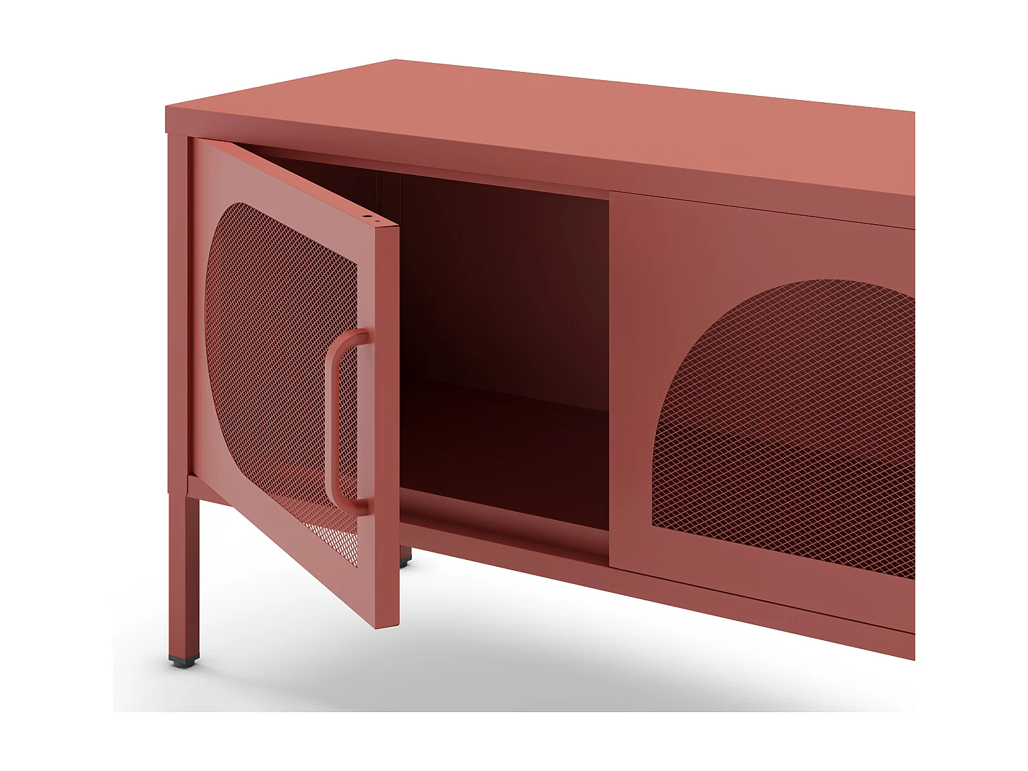 Zio - Meuble TV 4 portes en métal L180cm - Terracotta