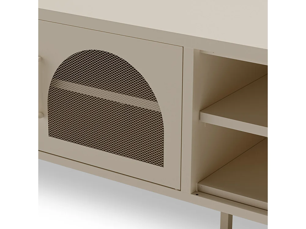 Zio - Meuble TV 2 portes en métal L160cm - Beige