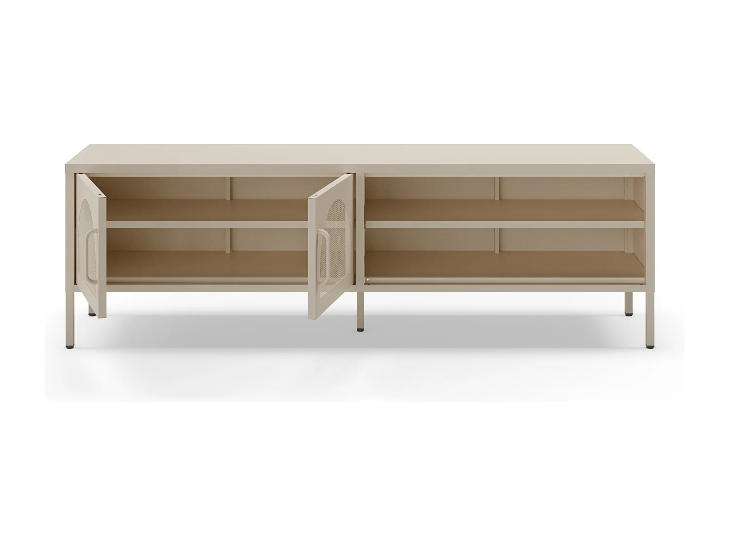 Zio - Meuble TV 2 portes en métal L160cm - Beige