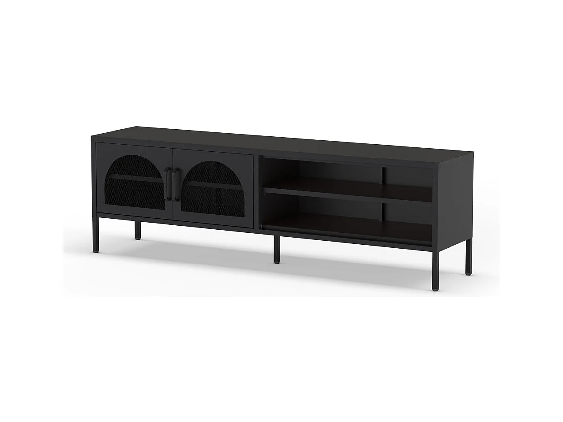Zio - Meuble TV 2 portes en métal L160cm - Noir