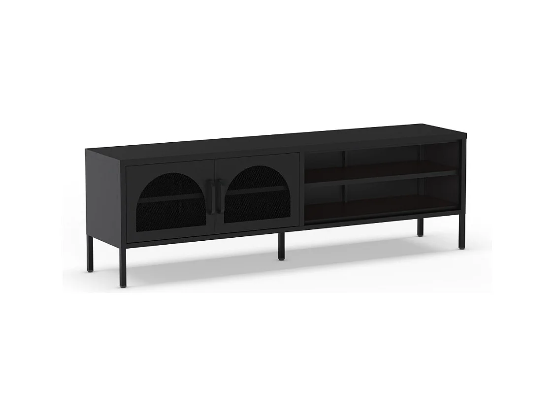 Zio - Meuble TV 2 portes en métal L160cm - Noir