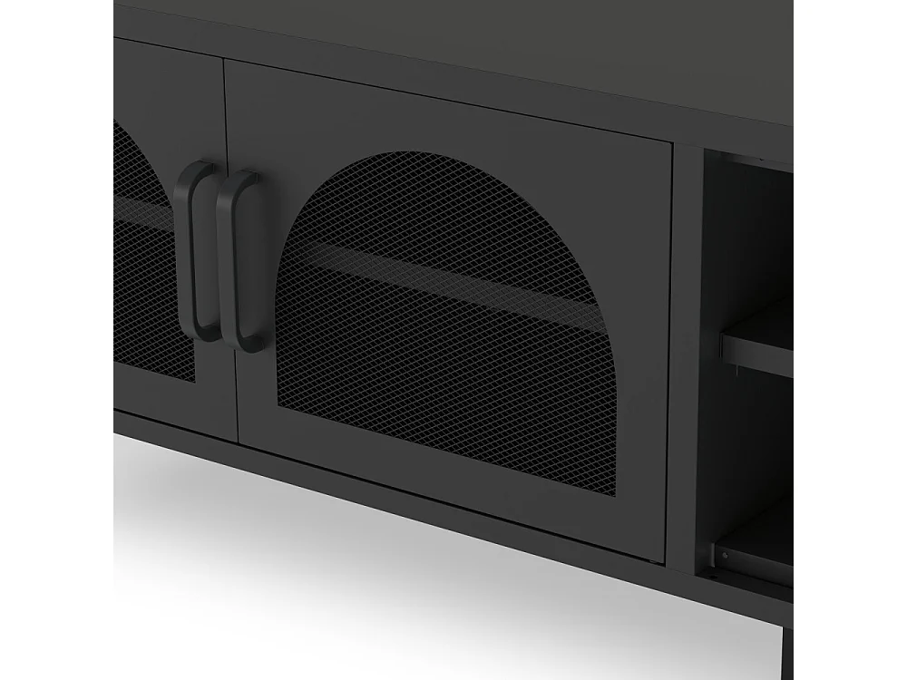 Zio - Meuble TV 2 portes en métal L160cm - Noir