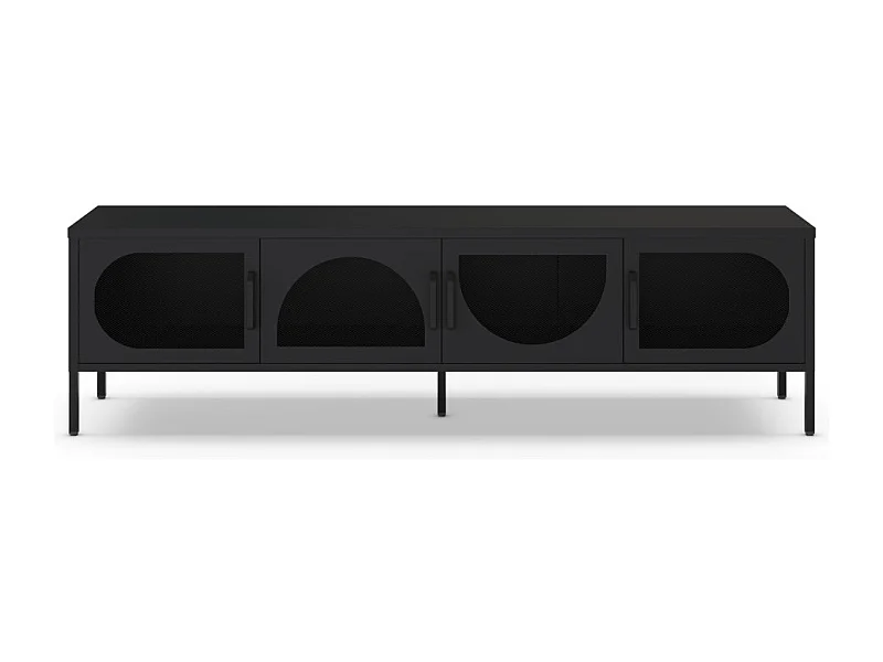 Porta TV in metallo Tayra con 4 ante reticolate nero 180x35x50H – Stile moderno e anima industrial