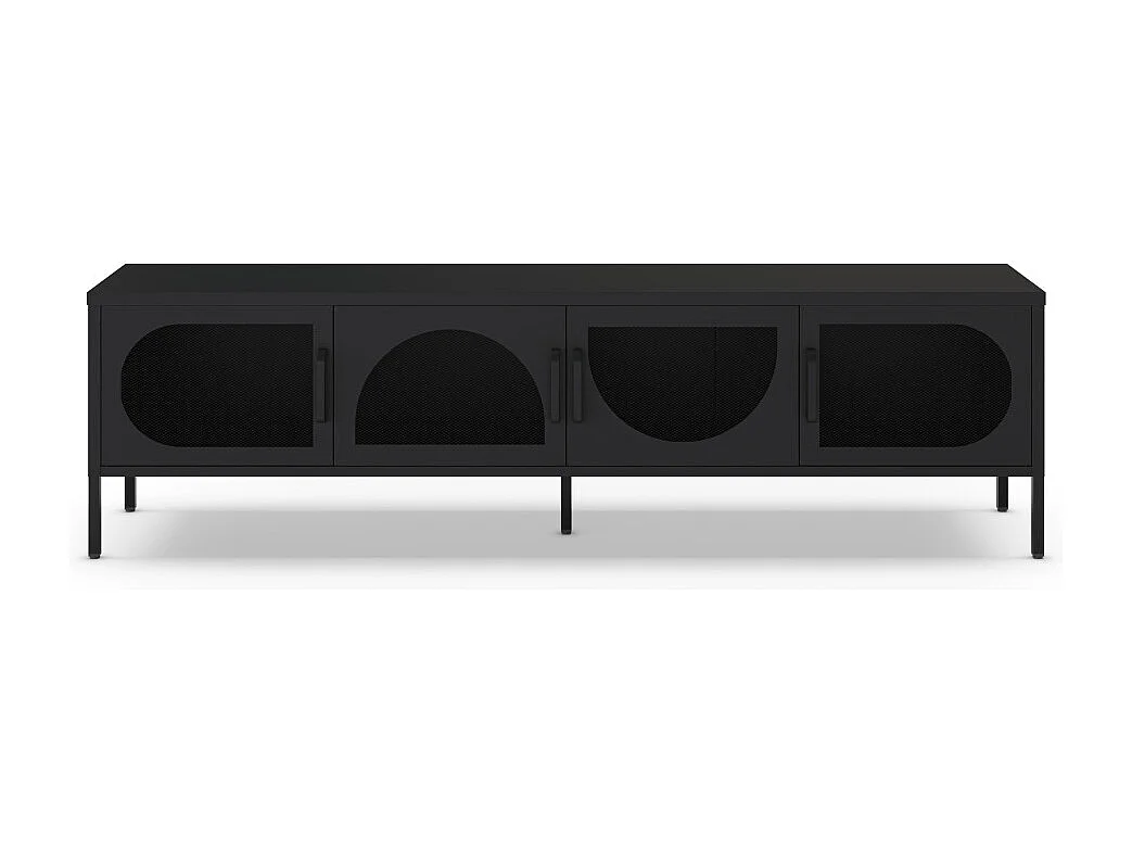 Zio - Meuble TV 4 portes en métal L180cm - Noir