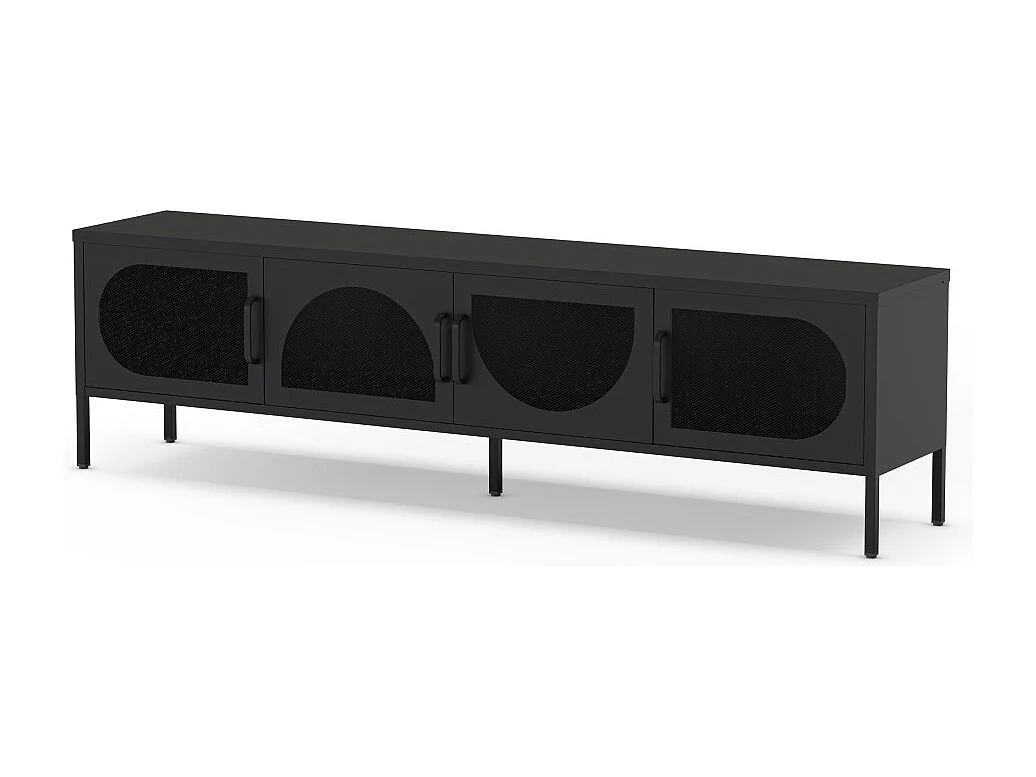 Zio - Meuble TV 4 portes en métal L180cm - Noir