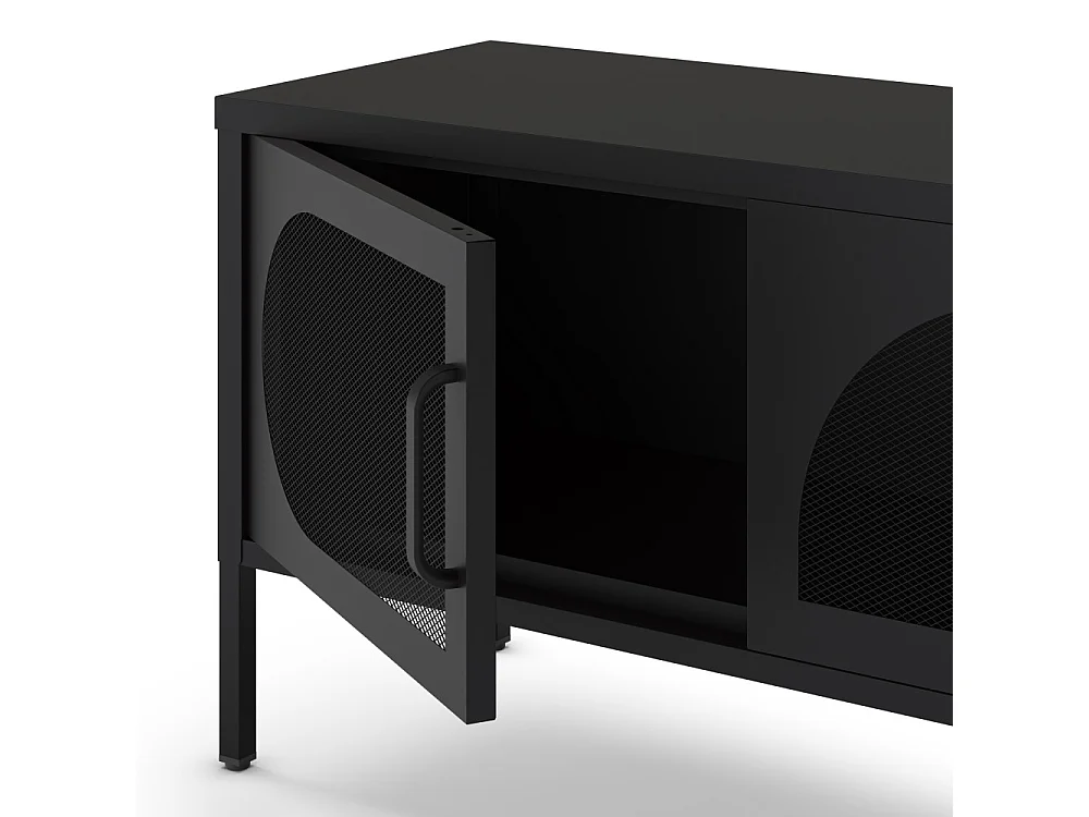 Zio - Meuble TV 4 portes en métal L180cm - Noir