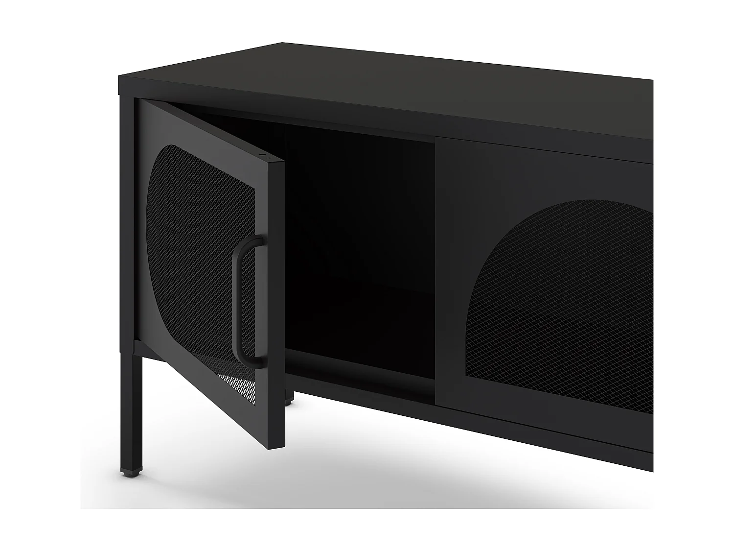 Zio - Meuble TV 4 portes en métal L180cm - Noir