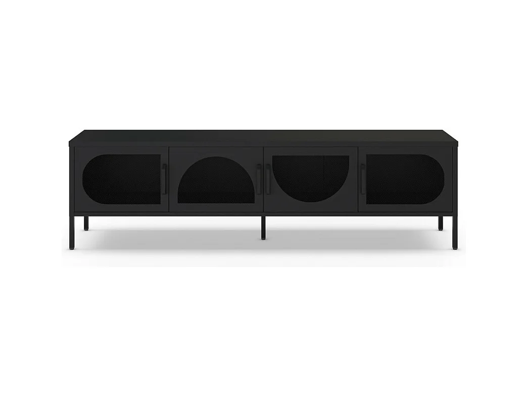 Zio - Meuble TV 4 portes en métal L180cm - Noir