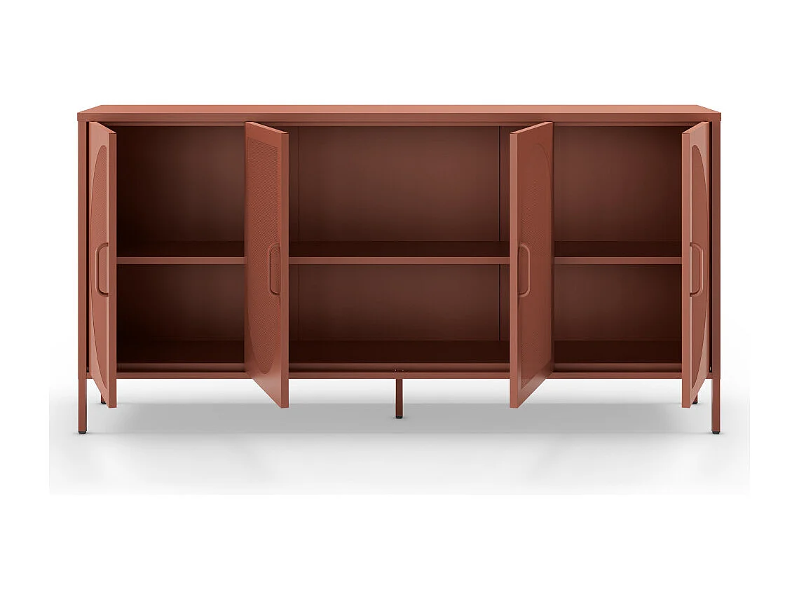 Zio - Buffet 4 portes en métal L160cm - Terracotta