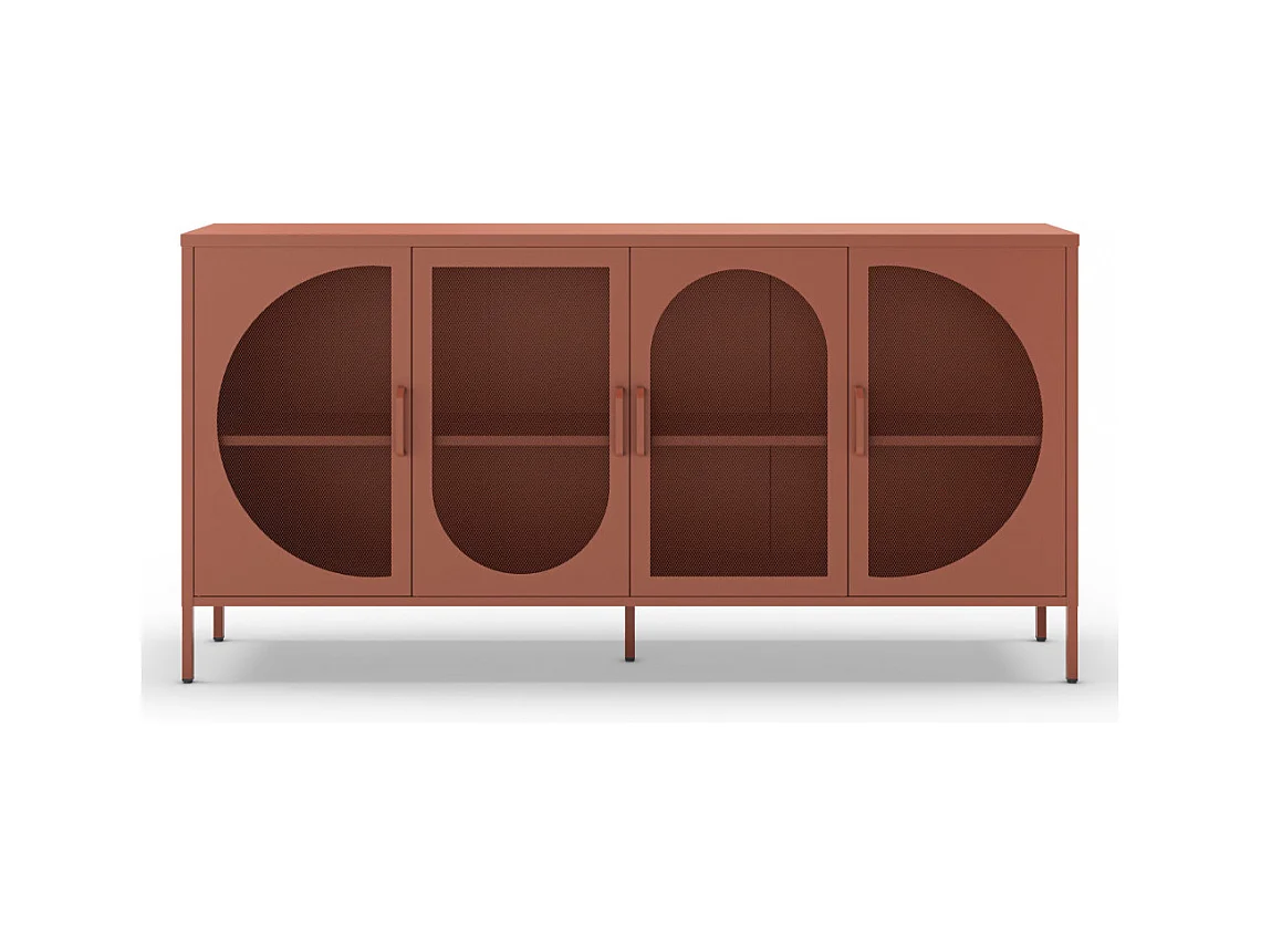 Zio - Buffet 4 portes en métal L160cm - Terracotta