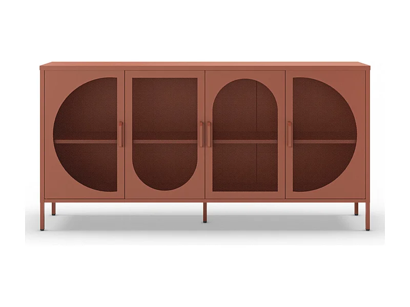 Zio - Buffet 4 portes en métal L160cm - Terracotta
