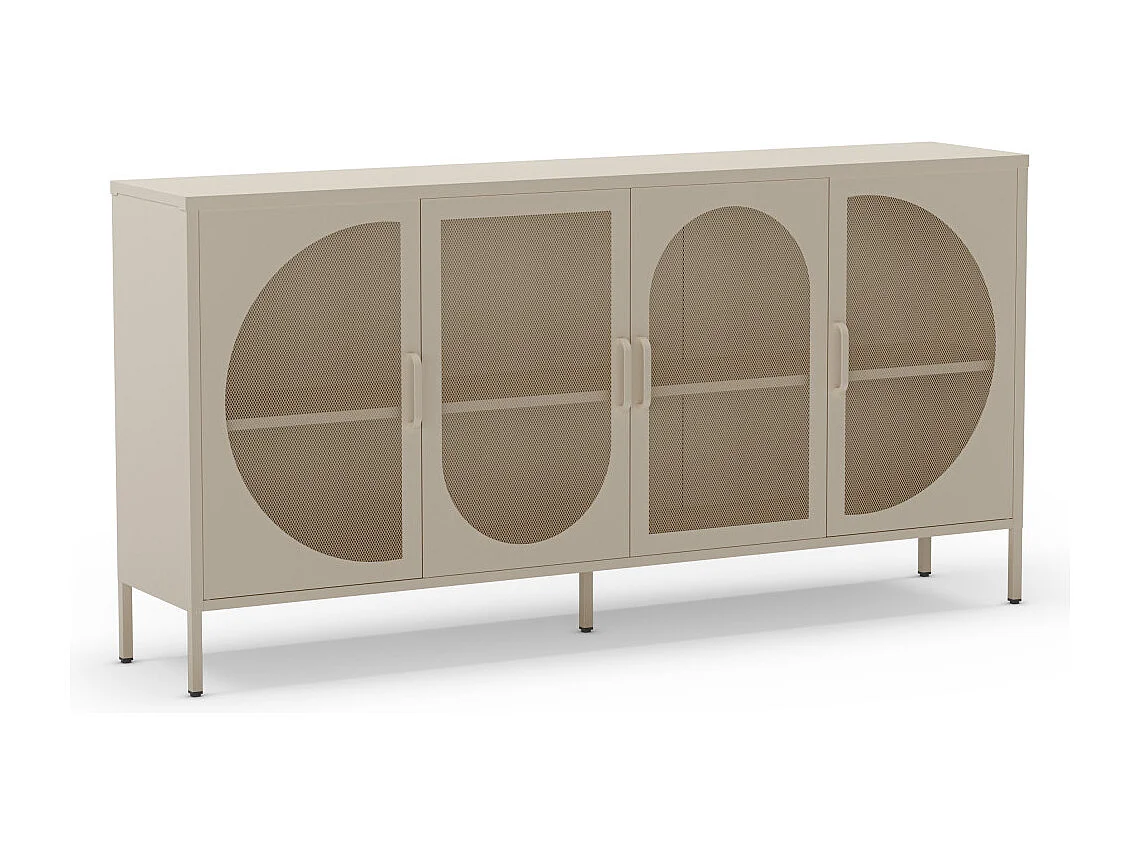 Zio - Buffet 4 portes en métal L160cm - Beige