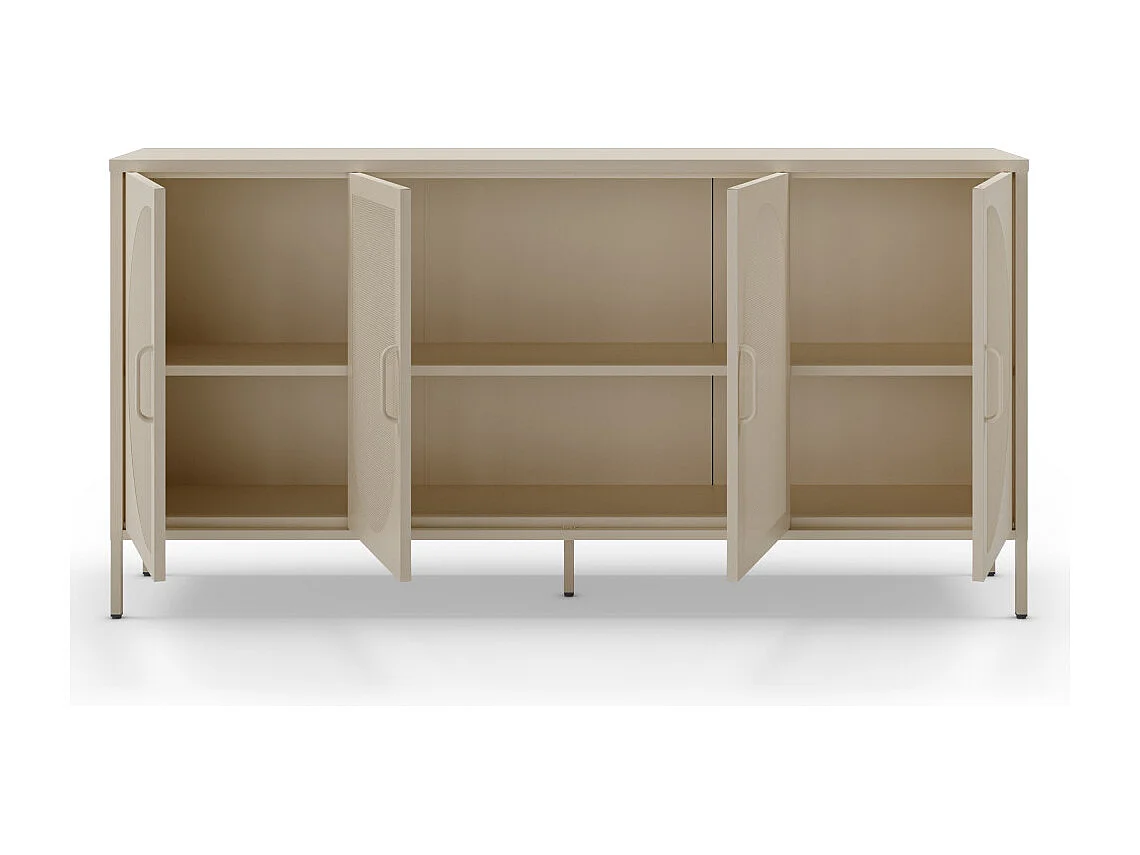 Zio - Buffet 4 portes en métal L160cm - Beige