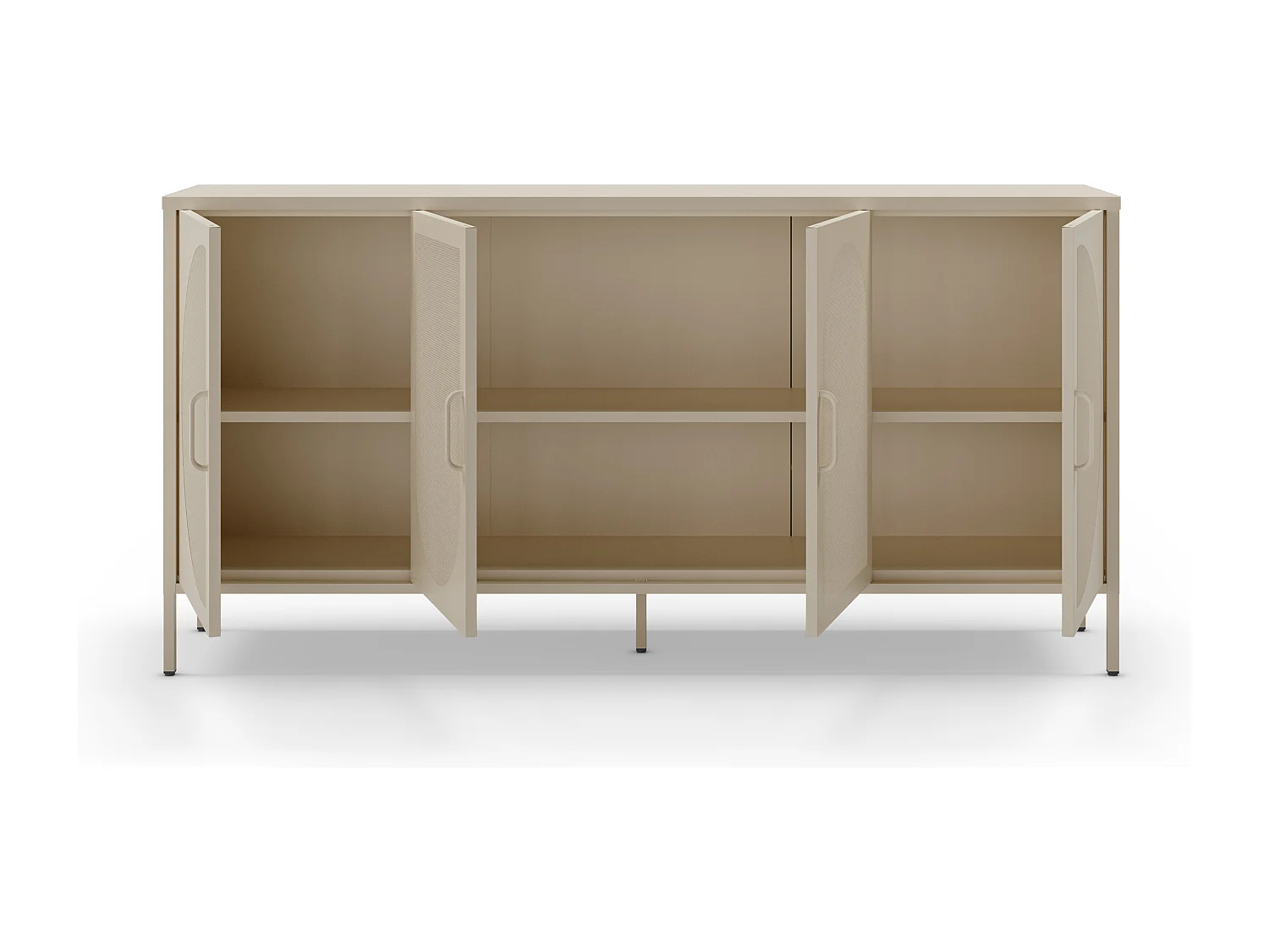 Zio - Buffet 4 portes en métal L160cm - Beige