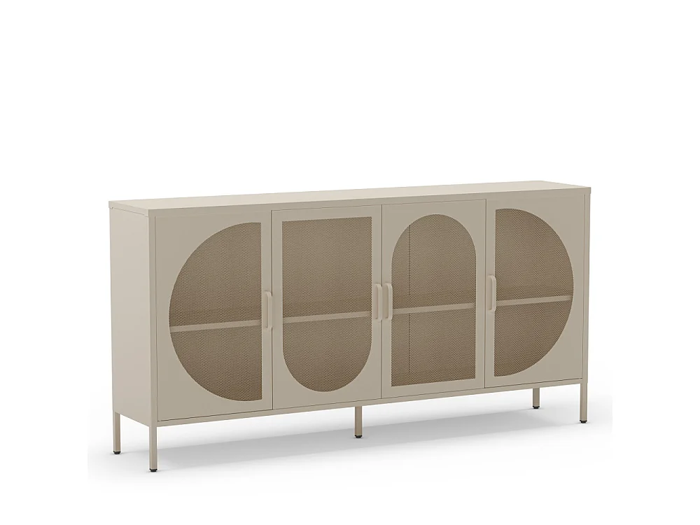 Zio - Buffet 4 portes en métal L160cm - Beige