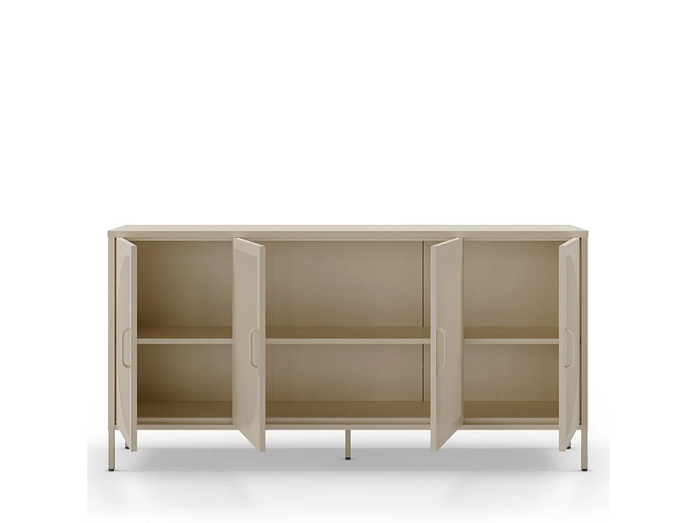 Zio - Buffet 4 portes en métal L160cm - Beige