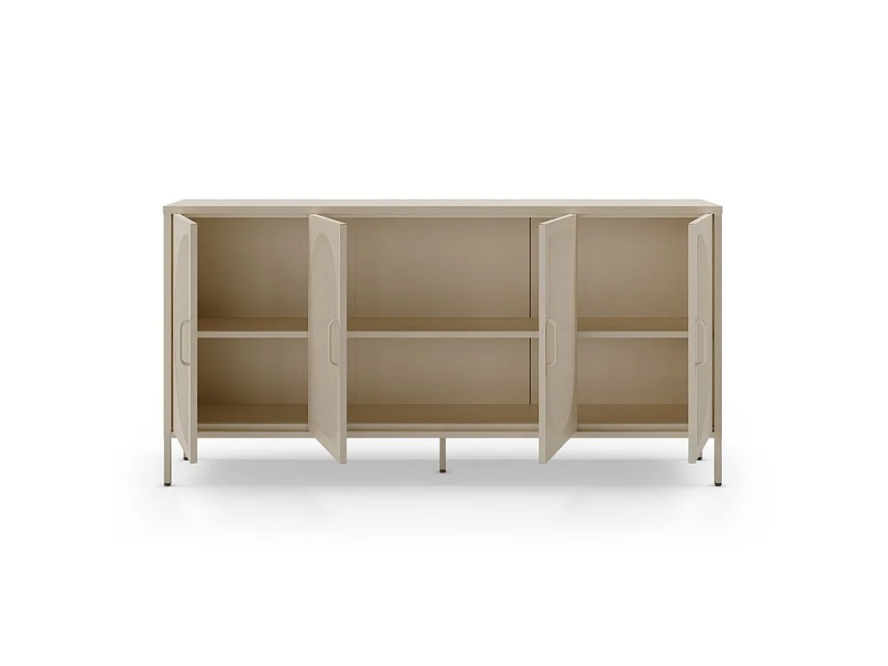 Zio - Buffet 4 portes en métal L160cm - Beige