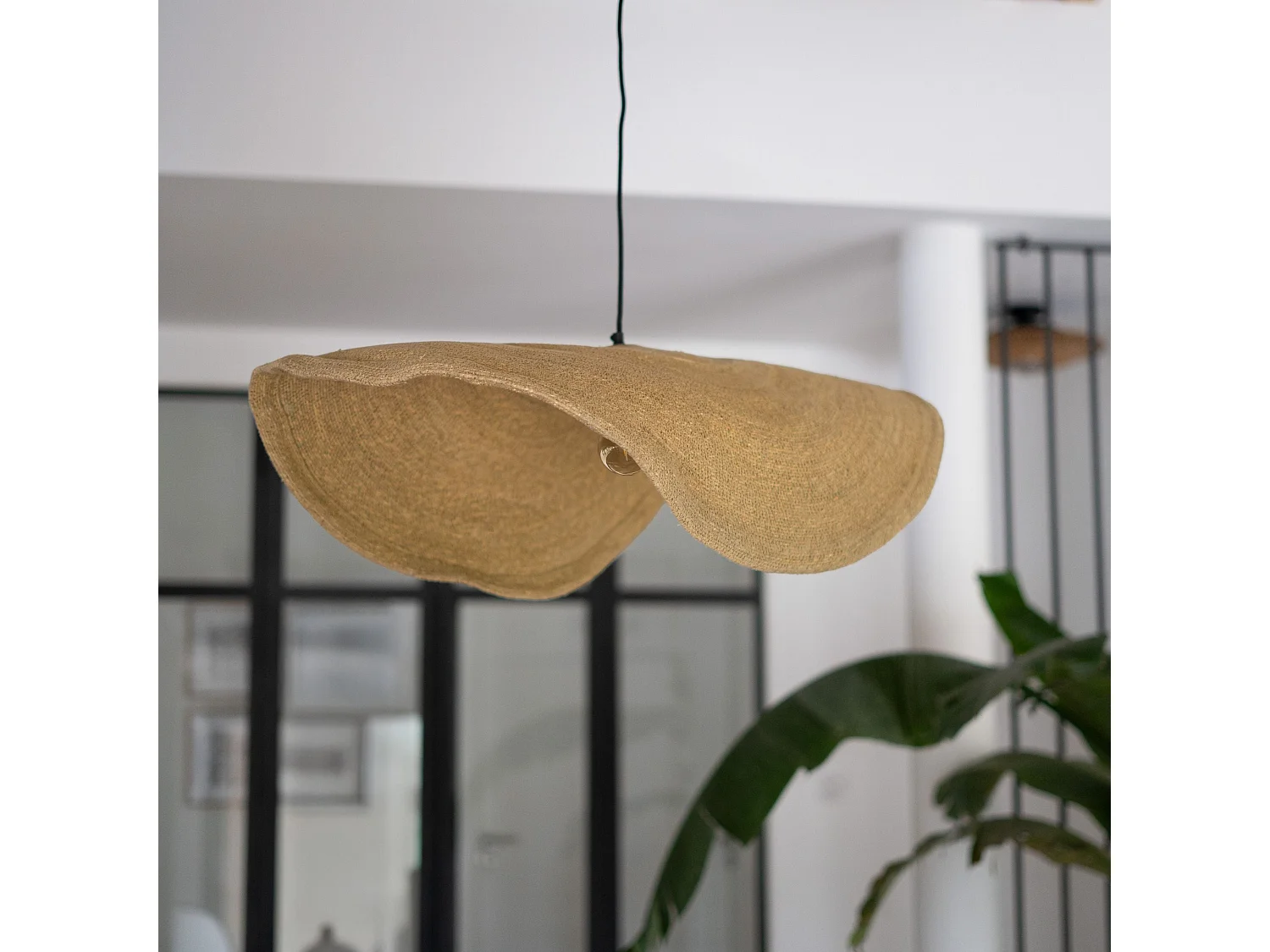 Sospensione in materiale naturale e metallo D91 cm - Maho