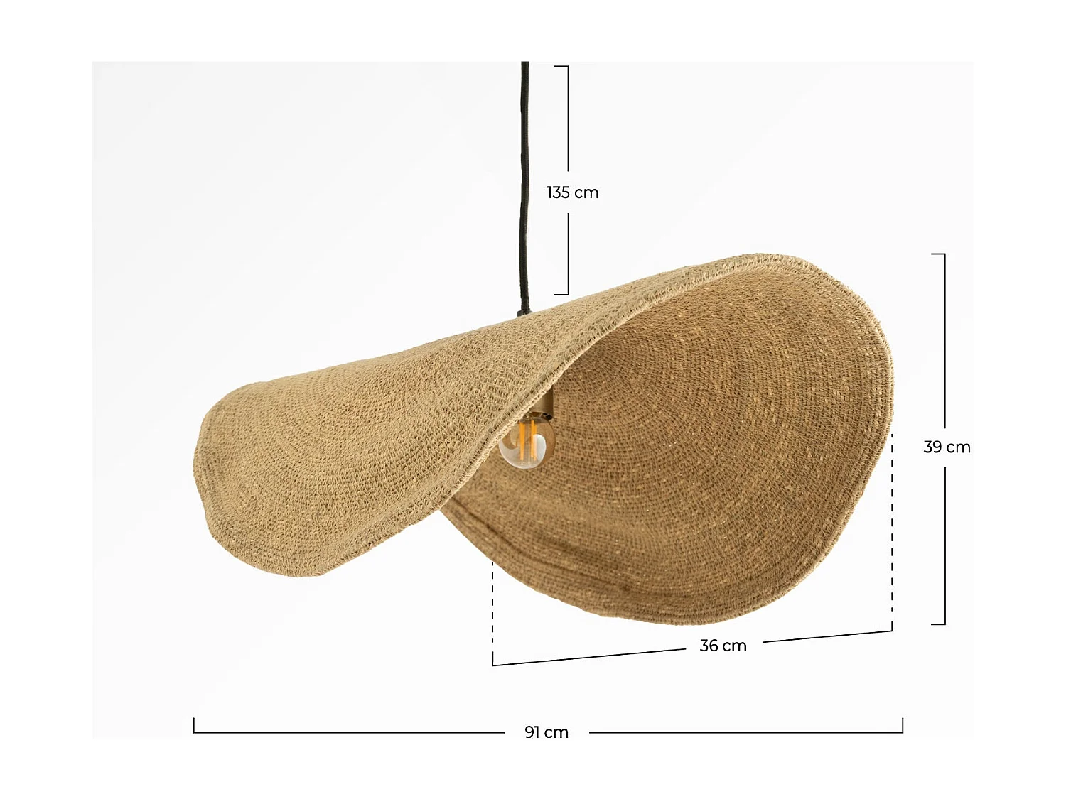 Sospensione in materiale naturale e metallo D91 cm - Maho