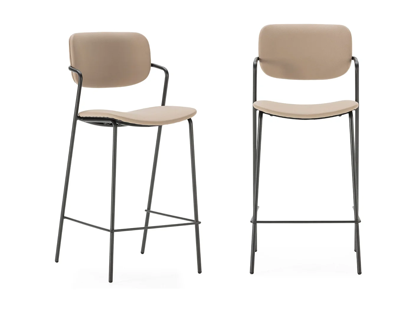 Barkruk Maika - 44x51x66cm - Beige - Set van 2