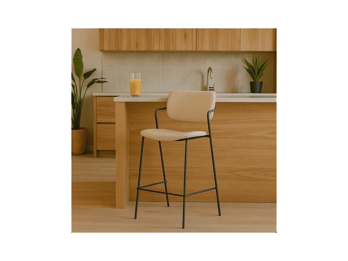 Barkruk Maika - 44x51x66cm - Beige - Set van 2