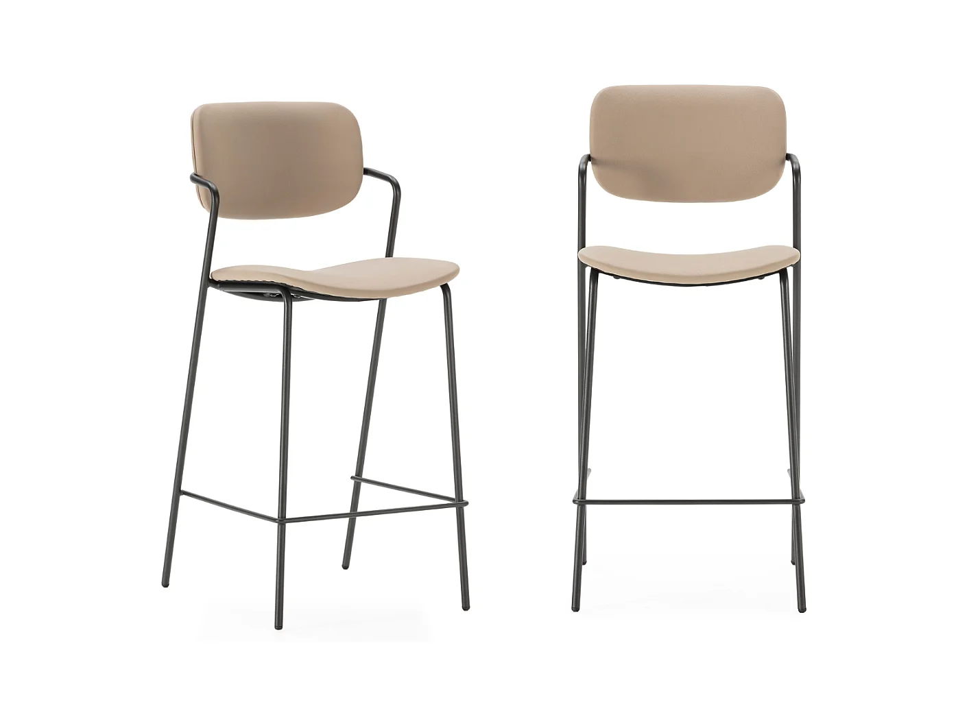 Lot de 2 chaises en tissu beige et effet bois - Svala