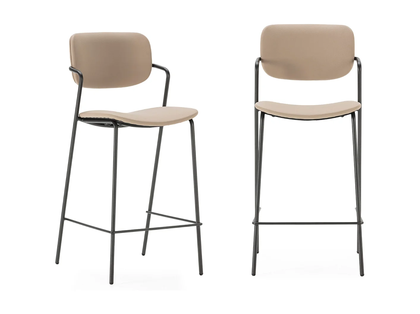 Barkruk Maika - 44x51x66cm - Beige - Set van 2