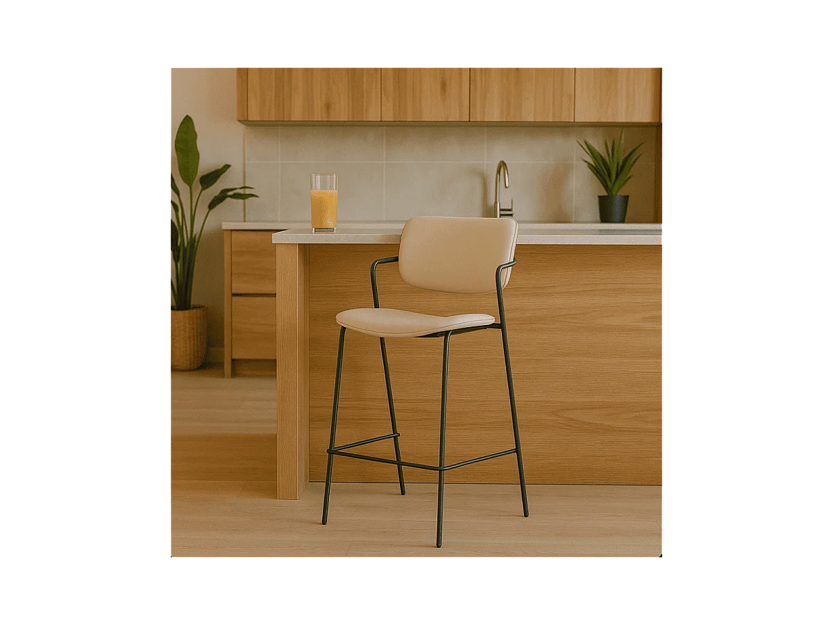 Barkruk Maika - 44x51x66cm - Beige - Set van 2