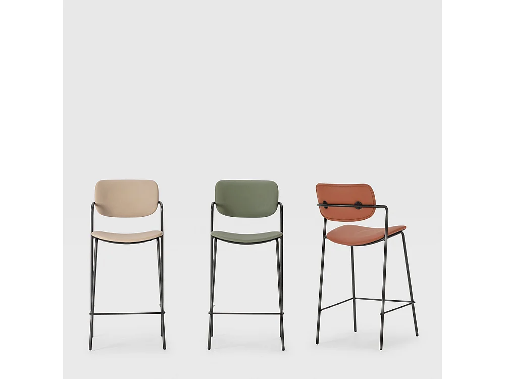 Barkruk Maika - 44x51x66cm - Groen - Set van 2