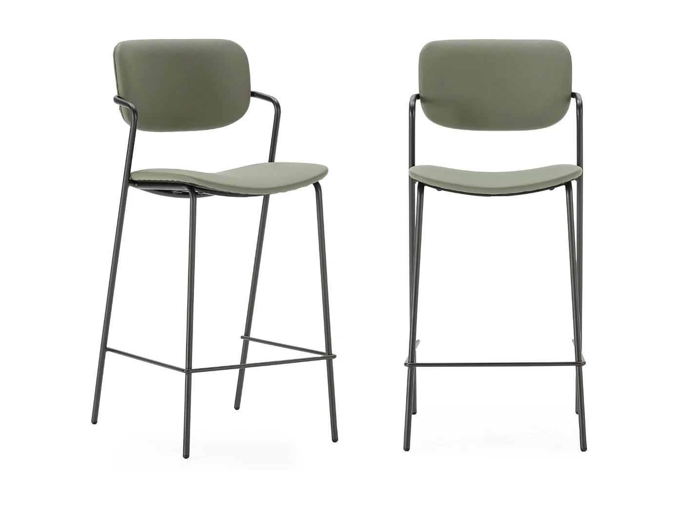 Barkruk Maika - 44x51x66cm - Groen - Set van 2