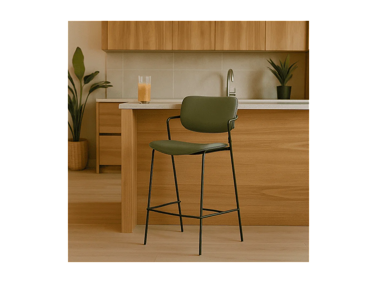 Barkruk Maika - 44x51x66cm - Groen - Set van 2