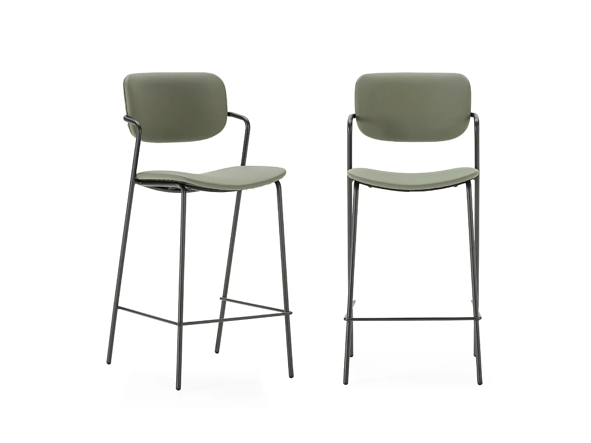 Set aus 2 Hockern mit schwarzen Metallbeinen H66 cm - MAIKA