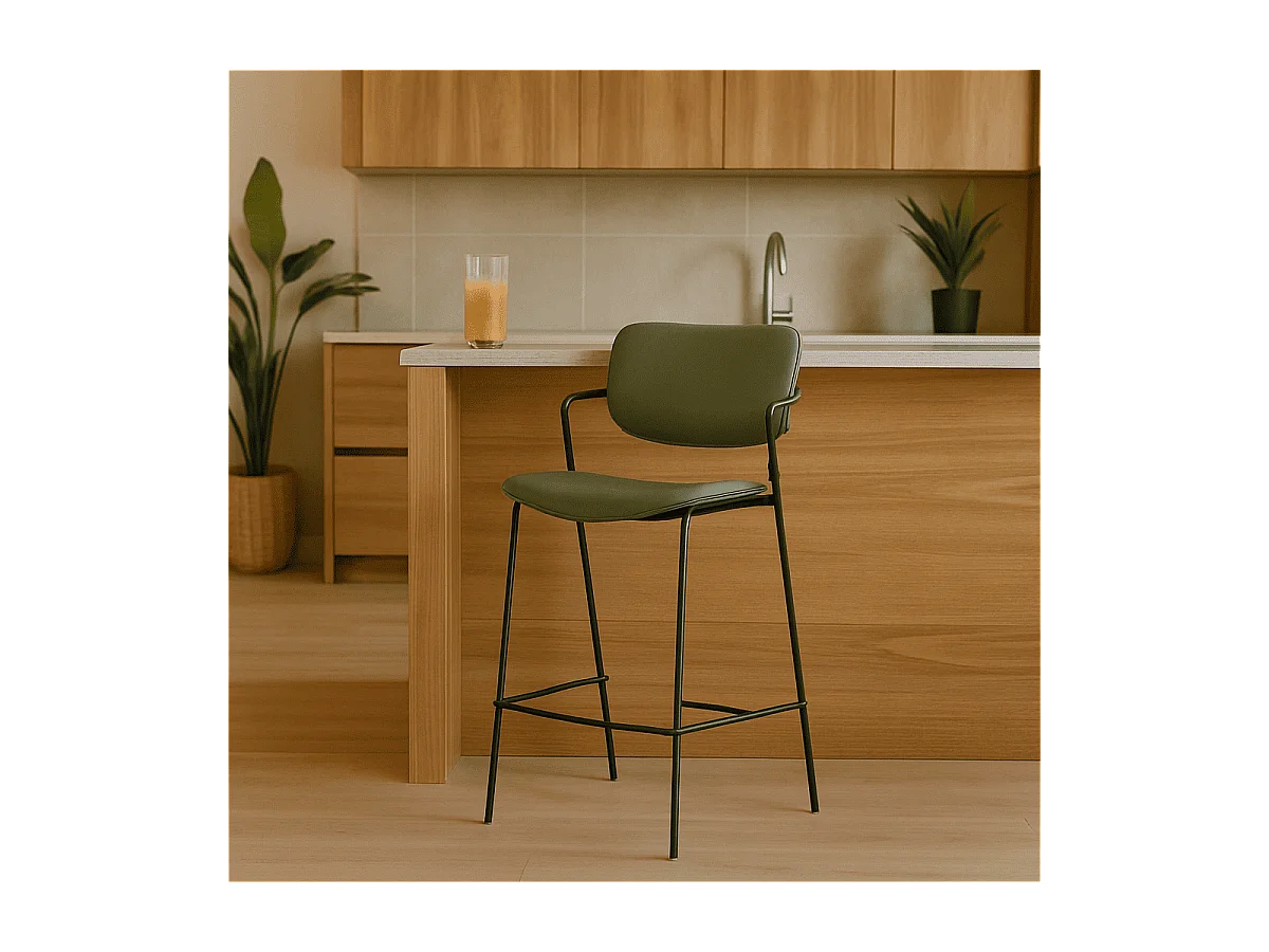 Set aus 2 Hockern mit schwarzen Metallbeinen H66 cm - MAIKA