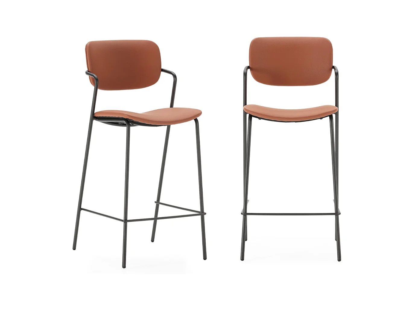 Lot de 2 chaises en tissu terracotta et effet bois - Svala