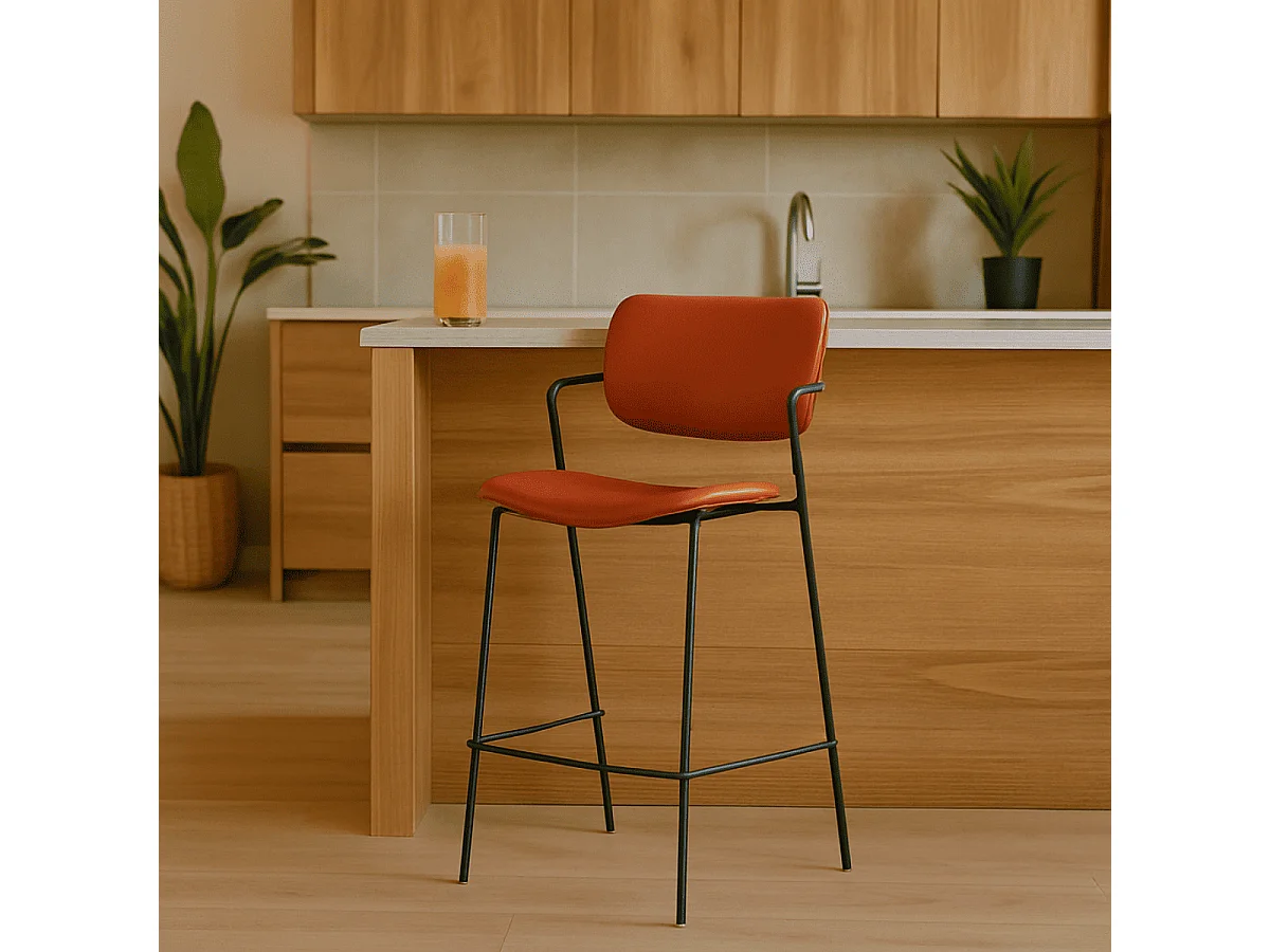 Barkruk Maika - 44x51x66cm - Rood - Set van 2