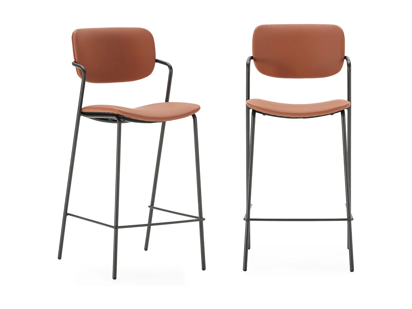 Lot de 2 tabourets avec pieds en métal noir H66 cm - MAIKA