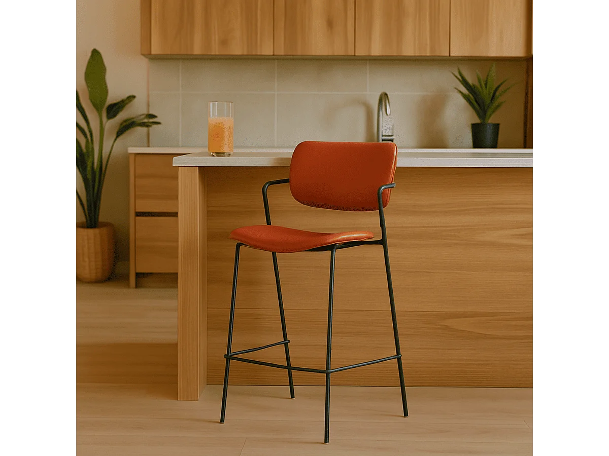 Lot de 2 tabourets avec pieds en métal noir H66 cm - MAIKA