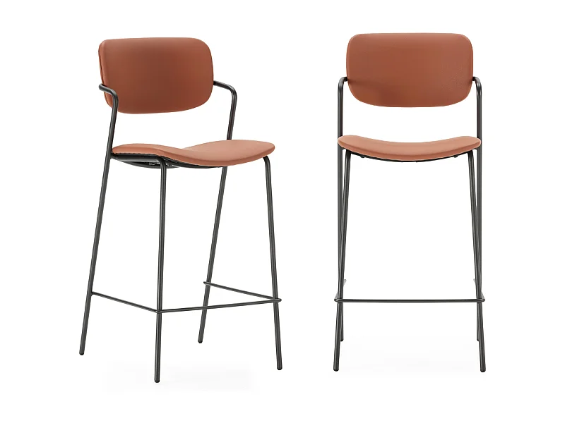 Barkruk Maika - 44x51x66cm - Rood - Set van 2