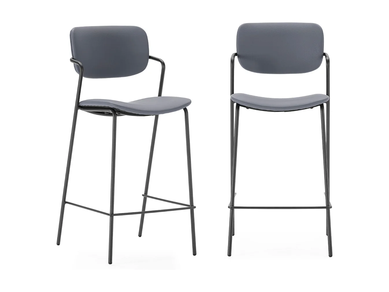 Set aus 2 Hockern mit schwarzen Metallbeinen H66 cm - MAIKA