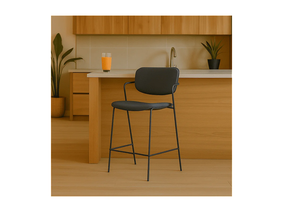 Set aus 2 Hockern mit schwarzen Metallbeinen H66 cm - MAIKA