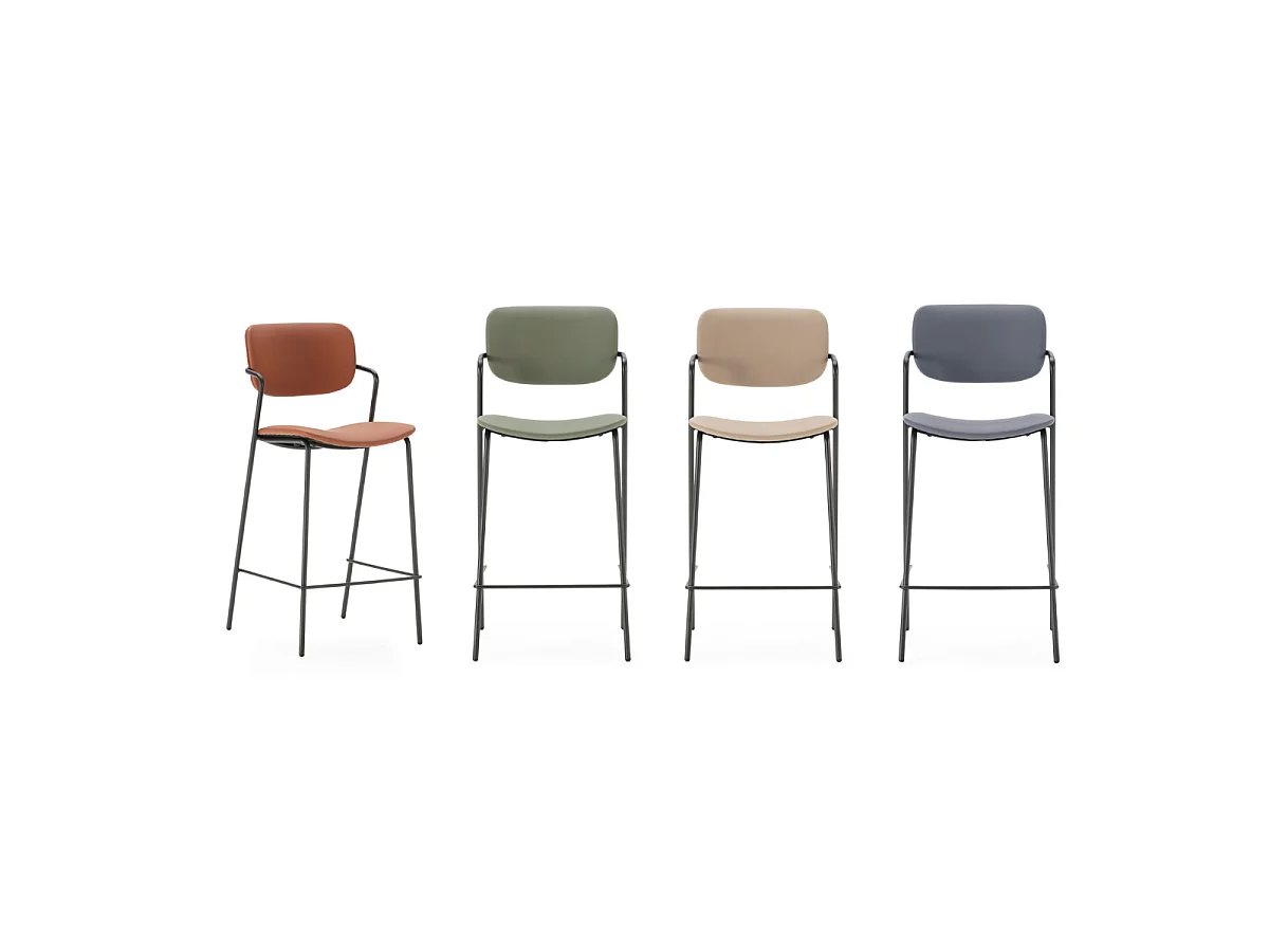 Set aus 2 Hockern mit schwarzen Metallbeinen H66 cm - MAIKA