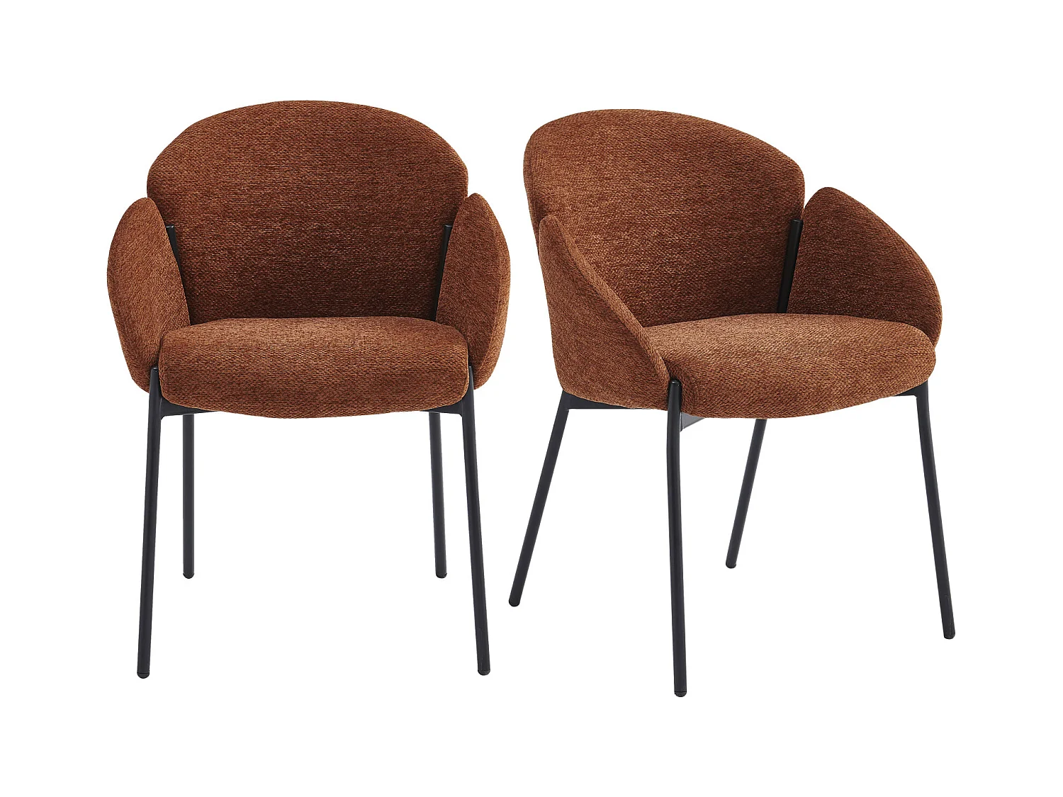 CANDICE-Sedia in tessuto terracotta (x2)